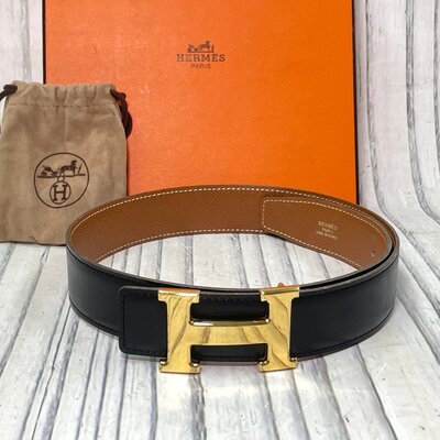 HERMES エルメス Hベルト □A刻印 ゴールドカラー Hバックル 3穴 全長約81cm 幅横約3cm.jpg